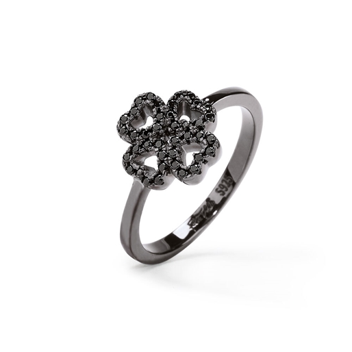 Miss Heart4Heart Black Flash Plated Chevalier Ring-